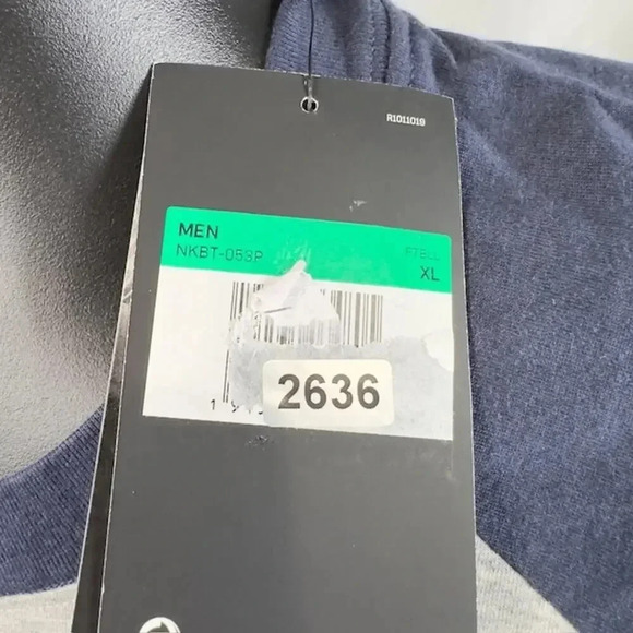 NEW Nike NFL Houston Texans Tri-Blend Wordmark 3/4 Sleeve Tee Gray Navy Mens XL - Picture 4 of 5